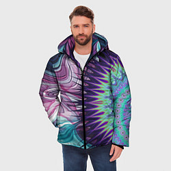 Куртка зимняя мужская Психоделика Мандала Волны, цвет: 3D-светло-серый — фото 2