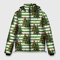 Куртка зимняя мужская Елочки - новогоднее настроение, цвет: 3D-черный