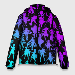 Куртка зимняя мужская GENSHI IMPACT HEROES NEON НЕОНОВЫЙ УЗОР, цвет: 3D-черный