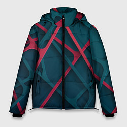 Куртка зимняя мужская Серо-красные нити, цвет: 3D-красный