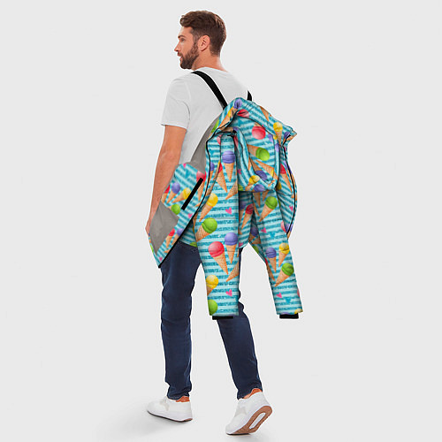 Мужская зимняя куртка Разноцветное мороженое паттерн / 3D-Светло-серый – фото 5