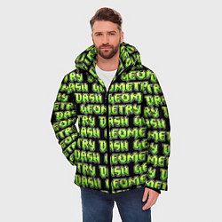 Куртка зимняя мужская Geometry Dash: Green Pattern Logo, цвет: 3D-красный — фото 2