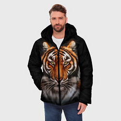 Куртка зимняя мужская Реалистичный тигр Realistic Tiger, цвет: 3D-черный — фото 2