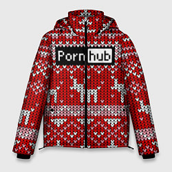 Куртка зимняя мужская Porn Hub новогодний, цвет: 3D-светло-серый