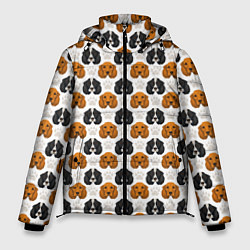 Куртка зимняя мужская Собаки Спаниель, цвет: 3D-черный