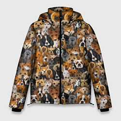 Куртка зимняя мужская Собаки Разные Породы, цвет: 3D-черный