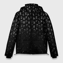 Куртка зимняя мужская МЕТАЛЛИЧЕСКИЕ РУНЫ, БРЫЗГИ КРАСОК, цвет: 3D-черный