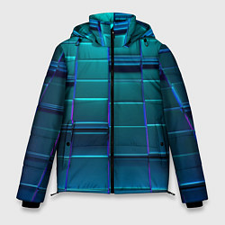 Куртка зимняя мужская 3D квадраты неоновые, цвет: 3D-черный
