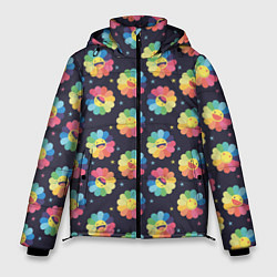 Куртка зимняя мужская Веселые ромашки, цвет: 3D-светло-серый