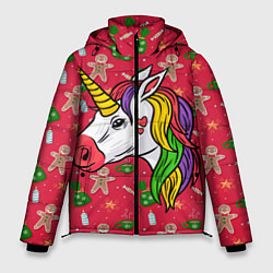Куртка зимняя мужская New Year Unicorn 2022, цвет: 3D-красный