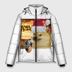 Куртка зимняя мужская Новогодняя собака злоупотребляет второй поправкой, цвет: 3D-светло-серый