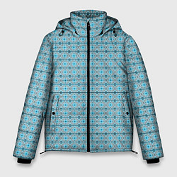Куртка зимняя мужская Новогодний узор голубой, цвет: 3D-светло-серый