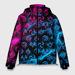 Куртка зимняя мужская НЕОНОВЫЕ МОЛНИИ, GENSHIN IMPACT NEON, цвет: 3D-светло-серый
