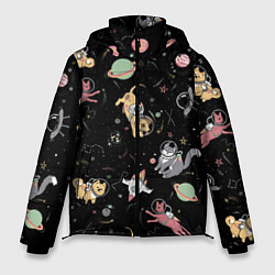 Куртка зимняя мужская Космические коты, цвет: 3D-черный