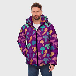 Куртка зимняя мужская Психоделические грибы паттерн, цвет: 3D-красный — фото 2