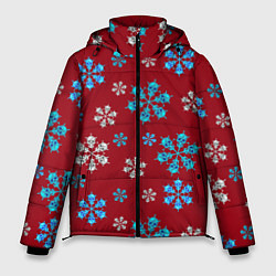 Мужская зимняя куртка Снежинки Черепа красный