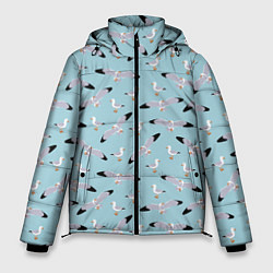 Куртка зимняя мужская Чайки паттерн, цвет: 3D-черный