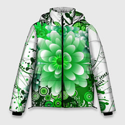 Куртка зимняя мужская Яркая пышная летняя зелень, цвет: 3D-светло-серый
