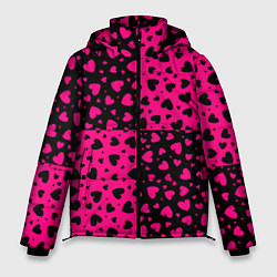 Мужская зимняя куртка Черно-Розовые сердца