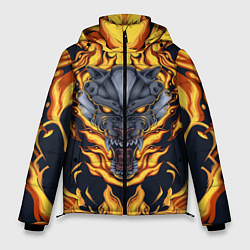 Куртка зимняя мужская Маска тигра в огне, цвет: 3D-красный
