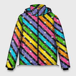 Куртка зимняя мужская Радужные полосы микс, цвет: 3D-красный