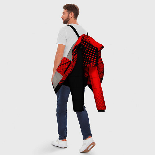 Мужская зимняя куртка Honda - Red texture / 3D-Светло-серый – фото 5