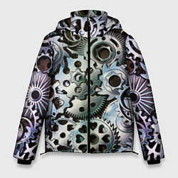 Куртка зимняя мужская Стимпанк шестеренки Steampunk, цвет: 3D-черный