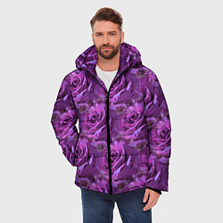 Куртка зимняя мужская Фиолетовые цветы паттерн, цвет: 3D-красный — фото 2