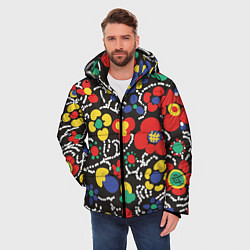 Куртка зимняя мужская Узор Цветочный сон, цвет: 3D-красный — фото 2