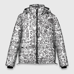 Куртка зимняя мужская Рисованные черепа и животные, цвет: 3D-светло-серый