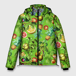 Куртка зимняя мужская Сочные фрукты паттерн, цвет: 3D-черный