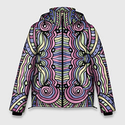 Мужская зимняя куртка Абстракция разноцветная Калейдоскоп Фиолетовый, зе