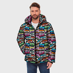 Куртка зимняя мужская Ретро Музыка Аудиокассеты, цвет: 3D-красный — фото 2