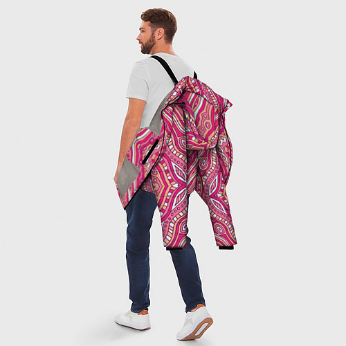 Мужская зимняя куртка Абстракция Узор розового цвета / 3D-Светло-серый – фото 5