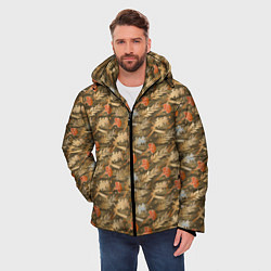 Куртка зимняя мужская Гвоздики, золотой лавр, ленточки, цвет: 3D-красный — фото 2