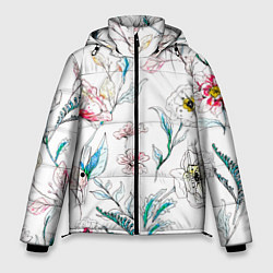 Мужская зимняя куртка Цветы Нарисованные