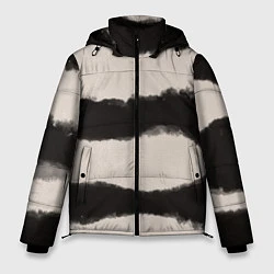 Куртка зимняя мужская Коричневый принт тай-дай полосы, цвет: 3D-красный