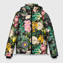 Мужская зимняя куртка Паттерн из летних цветов Summer Flowers Pattern