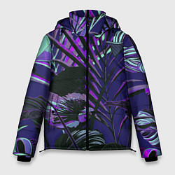 Куртка зимняя мужская Цветы Тропики Ночью, цвет: 3D-черный