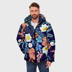 Куртка зимняя мужская Цветы Экзотические, цвет: 3D-светло-серый — фото 2