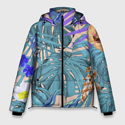 Куртка зимняя мужская Цветы Цветущие Тропики, цвет: 3D-красный