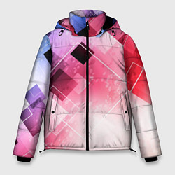 Мужская зимняя куртка Розово-голубая абстрактная геометрия
