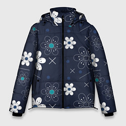 Мужская зимняя куртка Ночные цветы на ночной поляне