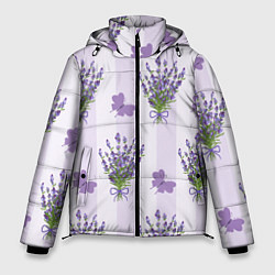 Куртка зимняя мужская Лавандовые бабочки, цвет: 3D-светло-серый