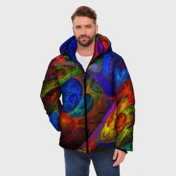 Куртка зимняя мужская Абстрактная мультивселенная паттерн Abstraction, цвет: 3D-красный — фото 2