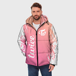 Куртка зимняя мужская Twice - название и лого группы под Градиент, цвет: 3D-светло-серый — фото 2