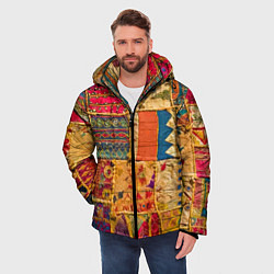 Куртка зимняя мужская Пэчворк Лоскутное одеяло Patchwork Quilt, цвет: 3D-черный — фото 2