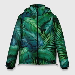 Куртка зимняя мужская Green plants pattern, цвет: 3D-черный
