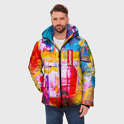Куртка зимняя мужская Импрессионизм Лето Абстракция Impressionism Summer, цвет: 3D-красный — фото 2