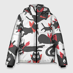 Куртка зимняя мужская Котики - арт, цвет: 3D-красный